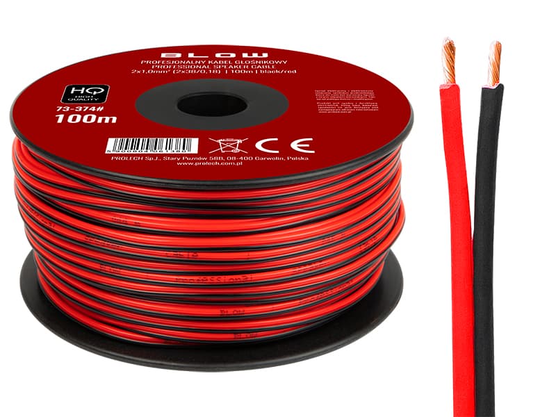 Blow Zvočniški kabel 2x1.00mm črno-rdeč 100m