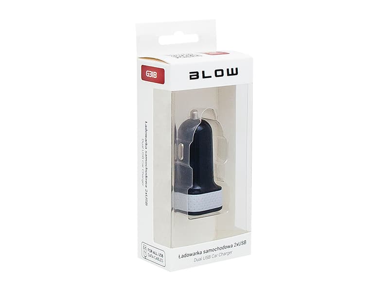 Avtomobilski polnilnik Blow USB x2, 3.1A, modro osvetljen