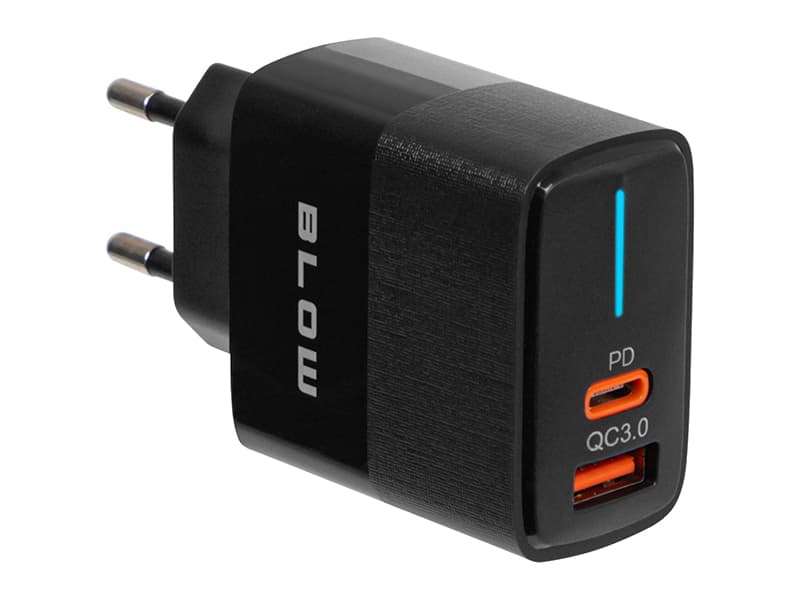 Omrežni polnilnik Blow 20W, USB-A + USB-C (PD)