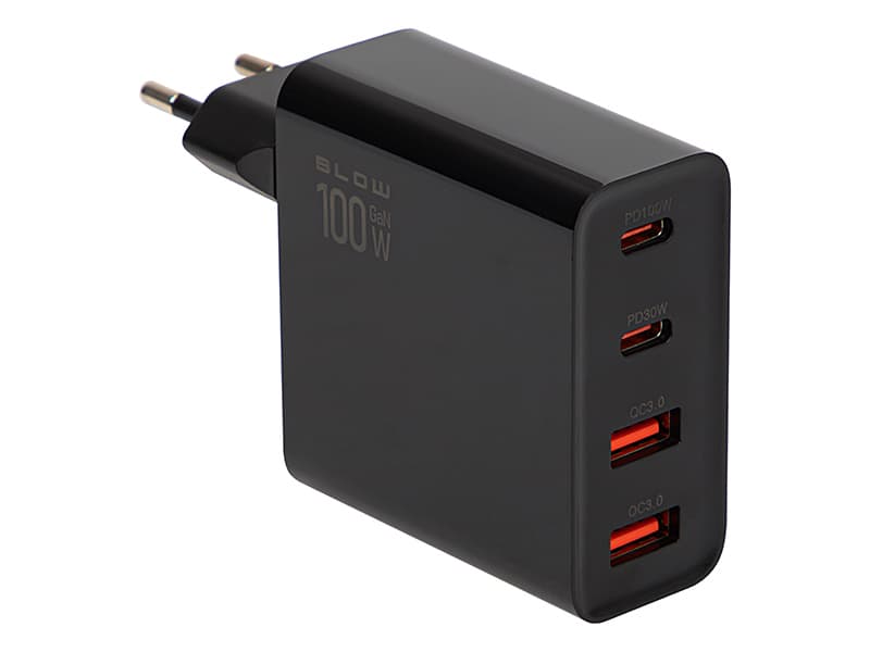 Omrežni polnilnik Blow 100W GaN, 2x USB-A + 2x USB-C (PD)
