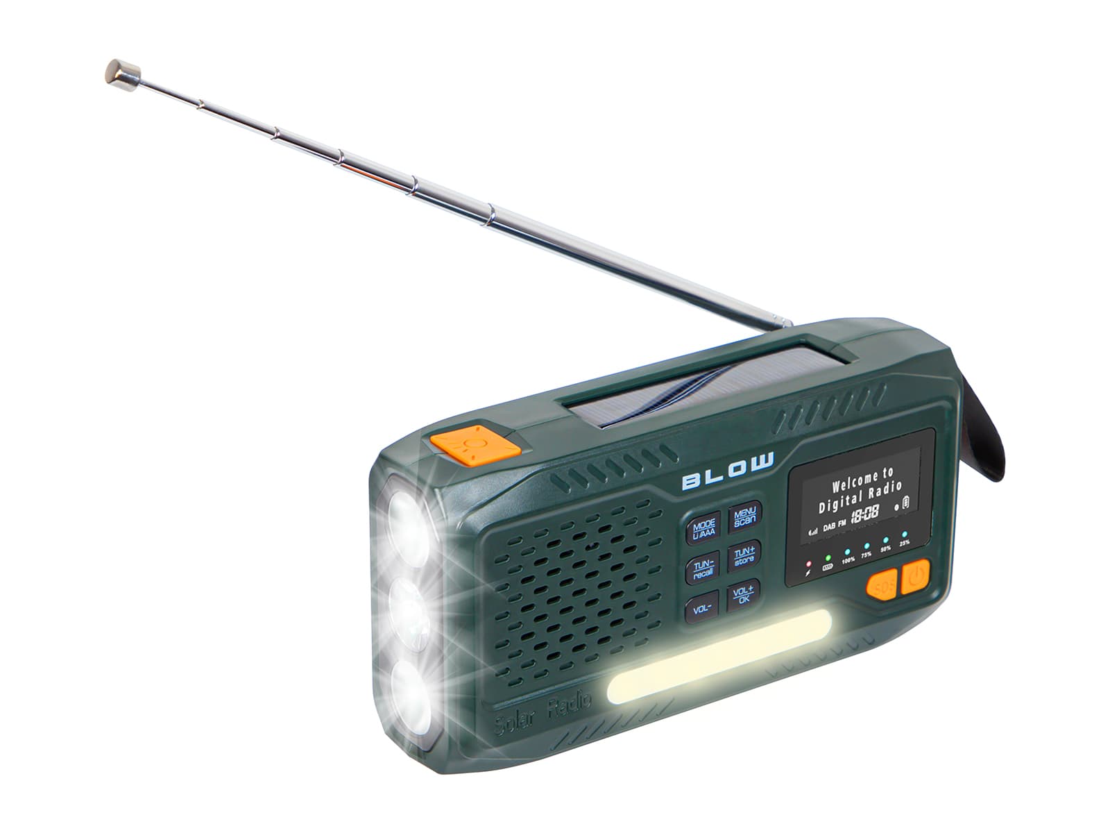 Blow RA19 Prenosno radio AM/FM/DAB+ s solarnim polnj.