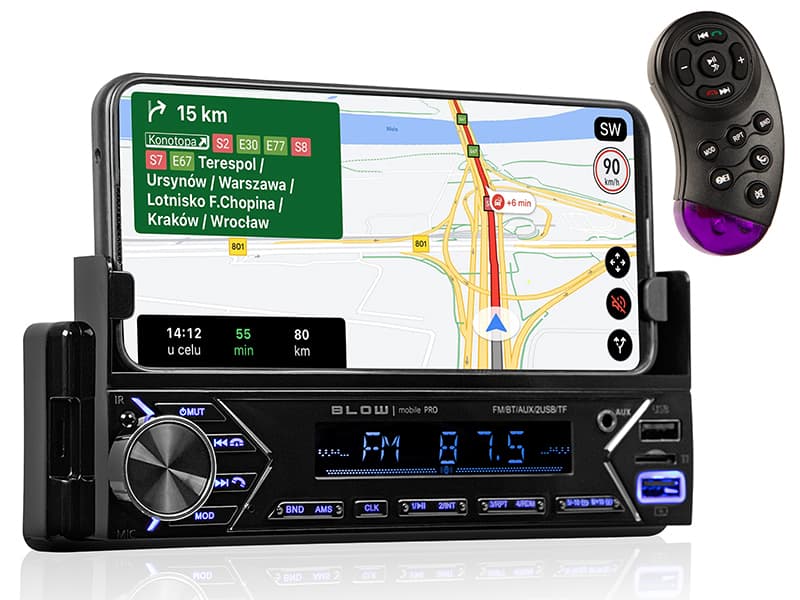 Blow Radio Mobile PRO 1DIN z USB, AUX, Bluetooth in držalom za telefon