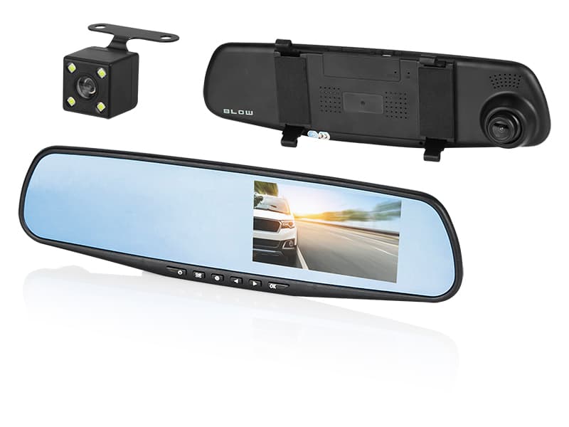 Blow F600 DVR črna škatla v vzvratnem ogledalu + vzvratna kamera