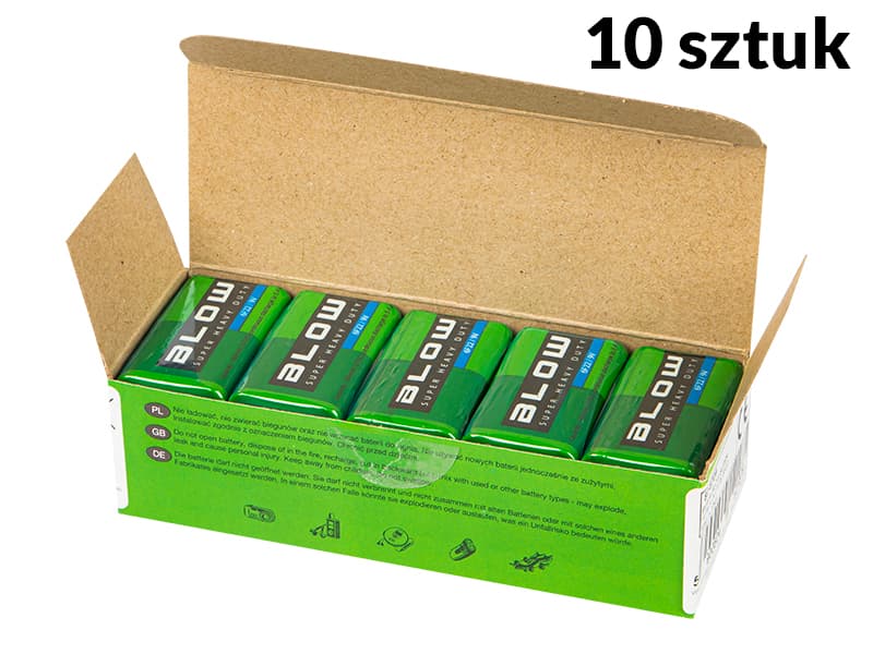 Baterija Blow Super Heavy Duty 9V 6F22, 10 kos
