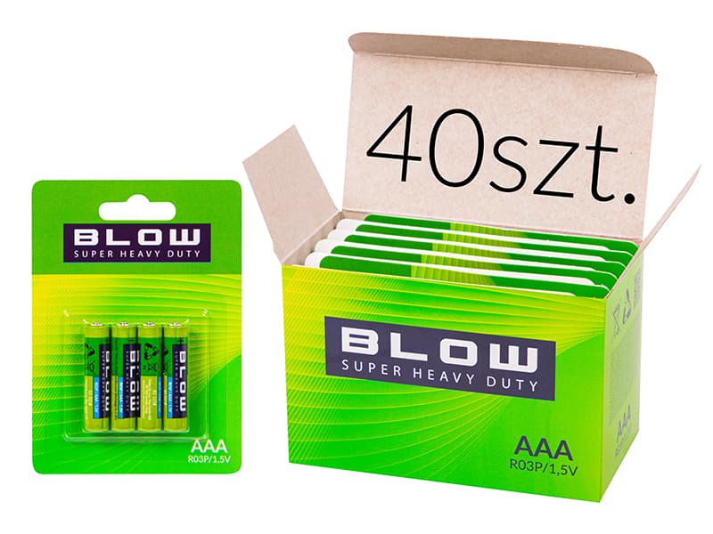 Baterije Blow AAA Super Heavy Duty R3, 1.5V, blister 4 kosi (40 kos)