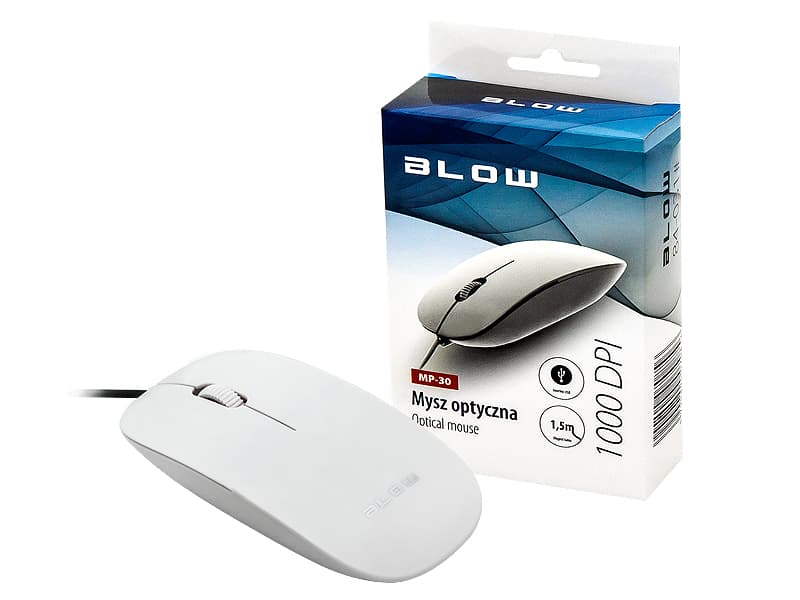 Blow Žična optična miška MP-30, USB, bela