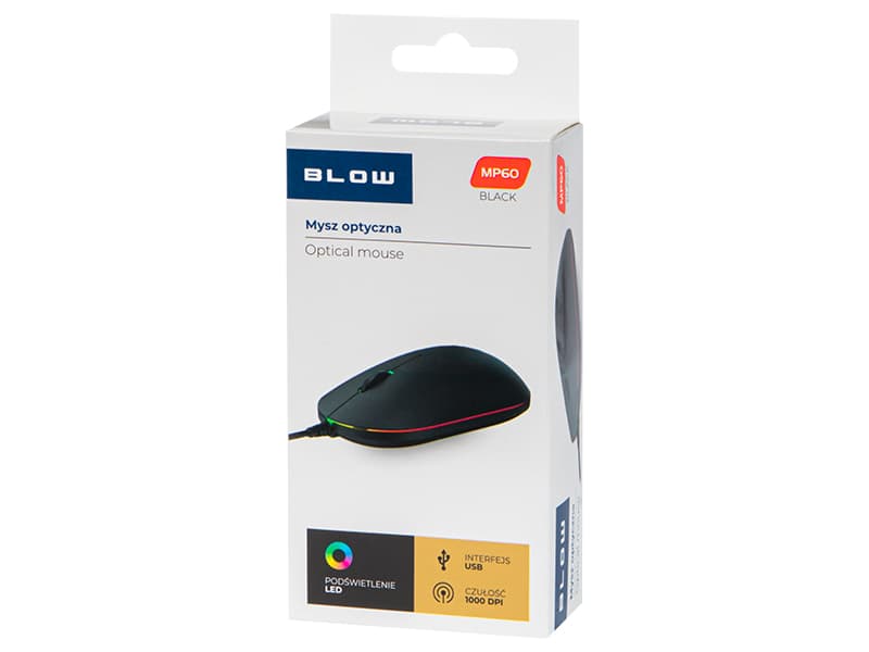 Blow MP-60 žična optična miška, črna (LED RGB)
