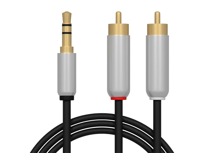 Avdio kabel Jack 3,5mm stereo na 2x RCA, 5m, kovinski
