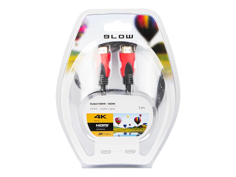 Blow 92-051# HDMI kabel, 1.0m, rdeč, 4K