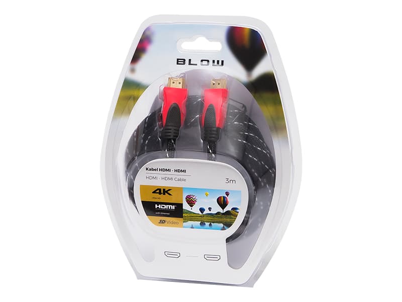 Blow 92-056# HDMI kabel, 3.0m, rdeč, 4K