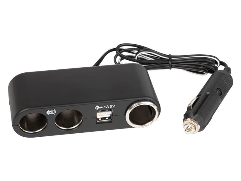 Blow 96-876# Razdelilnik vžigalnika 1x moški/3x ženski + 2x USB, kabel
