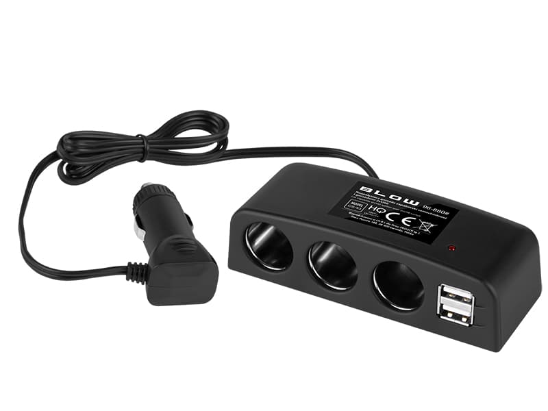 Razdelilnik vtičnice avtomobilskega vžigalnika z 2x USB, kabel 1m