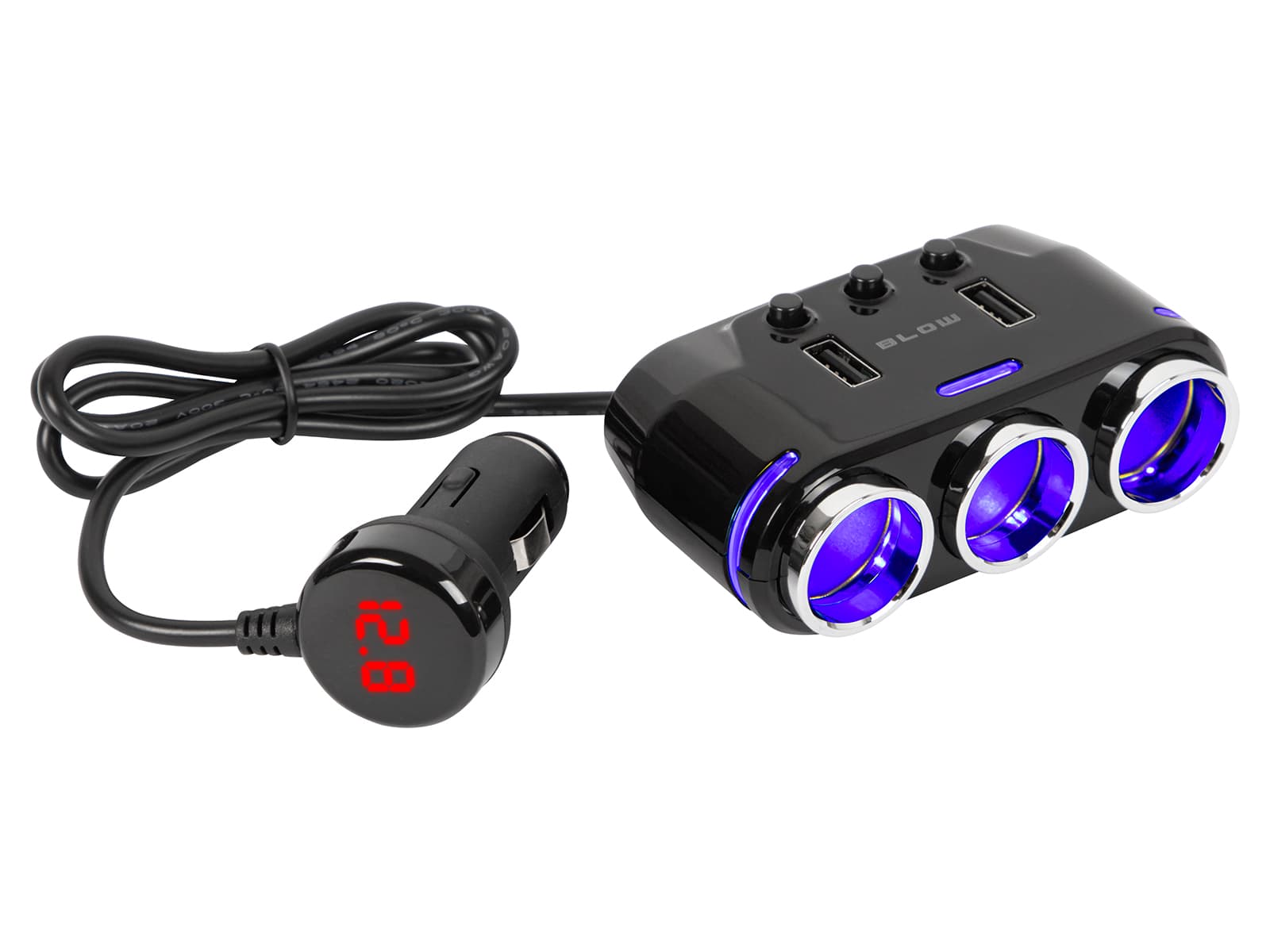 Blow Razdelilnik avtomobilskega vžigalnika 1x vtič / 3x vtičnice + 2x USB