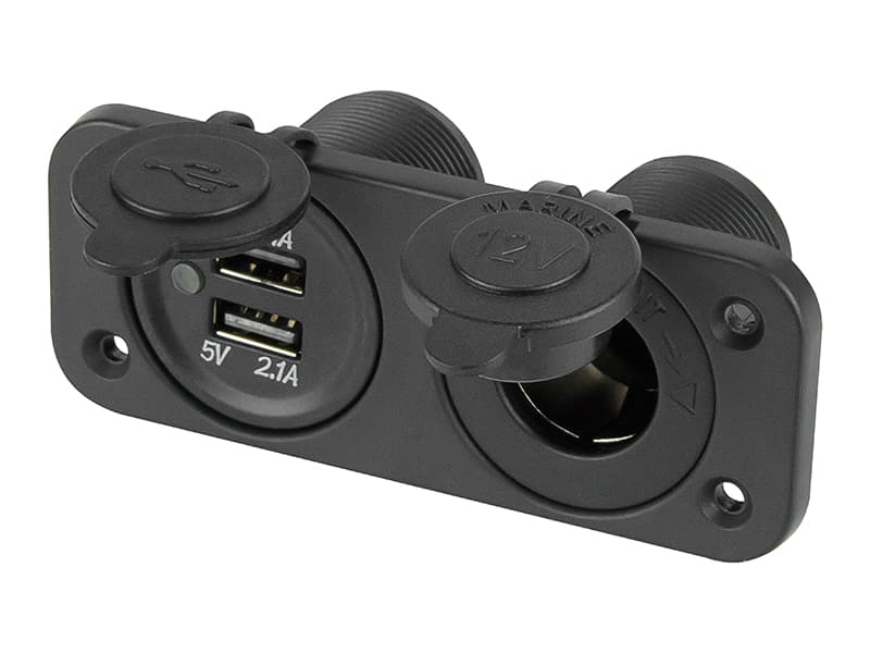 Avtomobilska vtičnica za vžigalnik z 2x USB, s pokrovom
