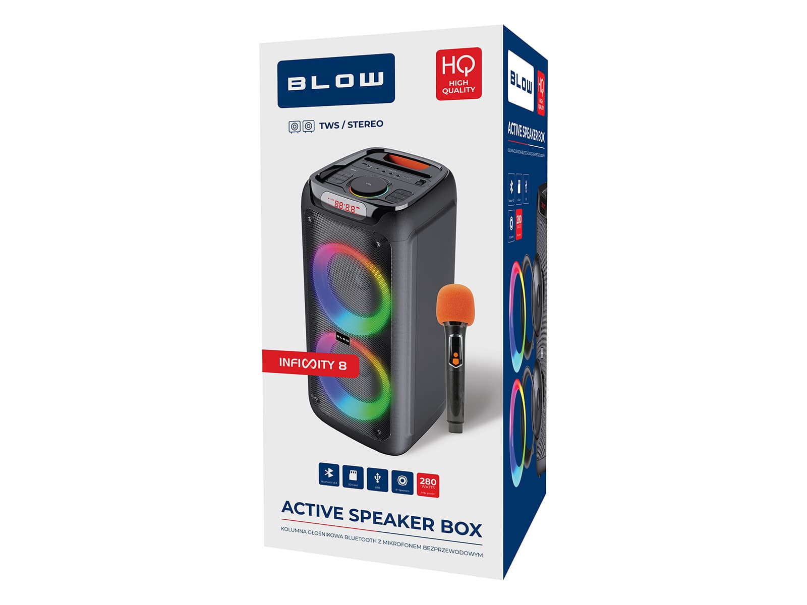 Blow Bluetooth zvočnik Infinity 8", karaoke, LED lučke, 280W 7