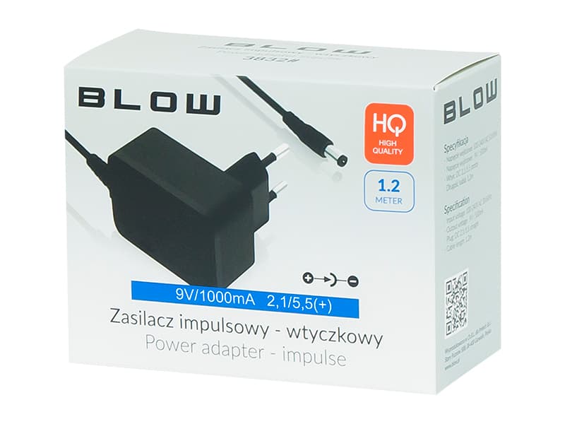 Blow Impulzni napajalnik 9V, 1000mA, 1.2m kabel 2