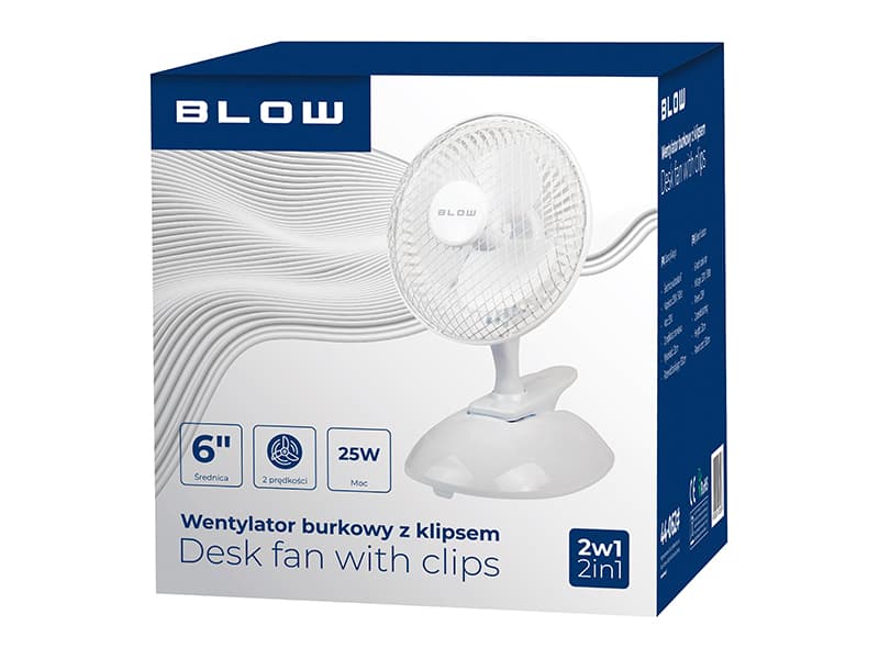 Namizni ventilator Blow 6"/15cm s sponko, 25W, bel 3