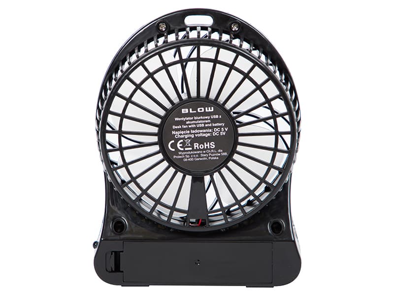 Prenosni/namizni ventilator BLOW 10cm, USB + baterija, črn 2