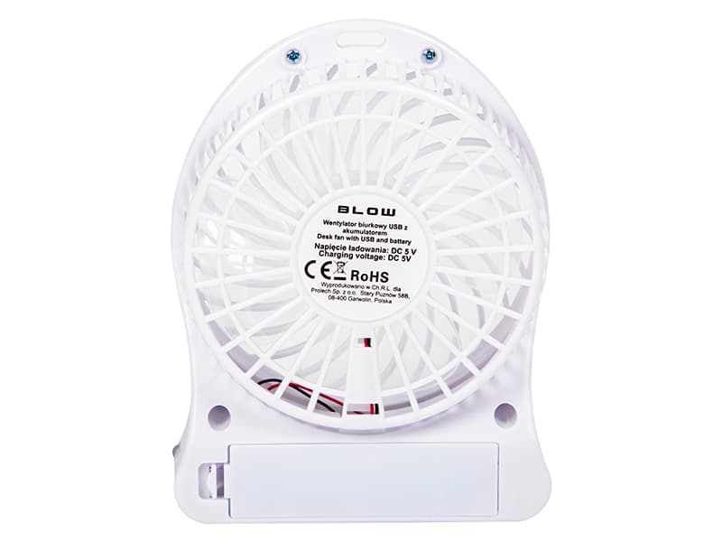 Prenosni/namizni ventilator BLOW 10cm, USB + baterija, bel 2