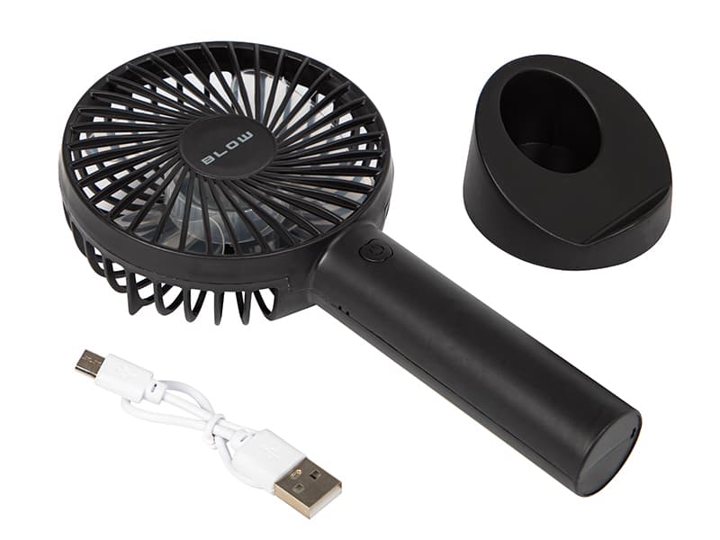 Ročni USB ventilator Blow s polnilno baterijo, črn 2