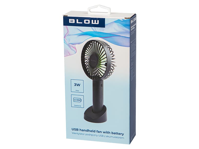 Ročni USB ventilator Blow s polnilno baterijo, črn 3