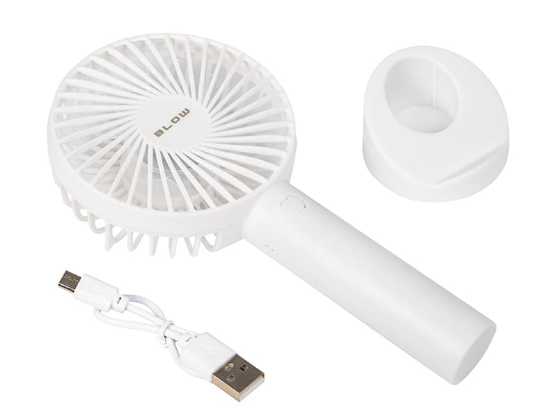 Ročni USB ventilator Blow s polnilno baterijo, bel 2