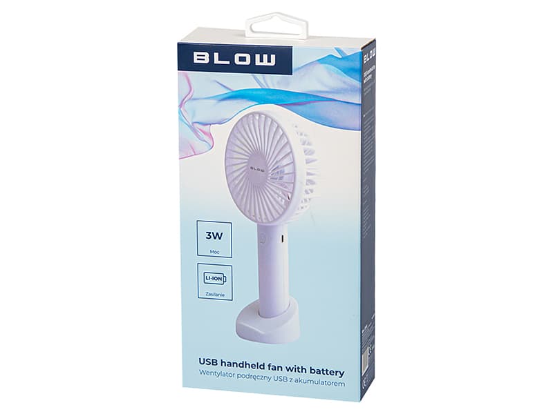 Ročni USB ventilator Blow s polnilno baterijo, bel 3