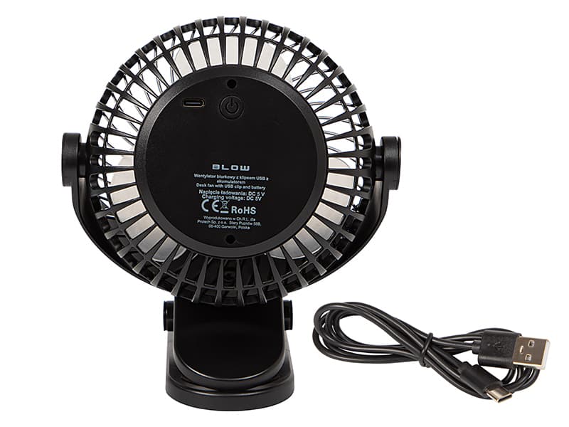 Namizni ventilator BLOW s sponko 15cm, USB + baterija 2