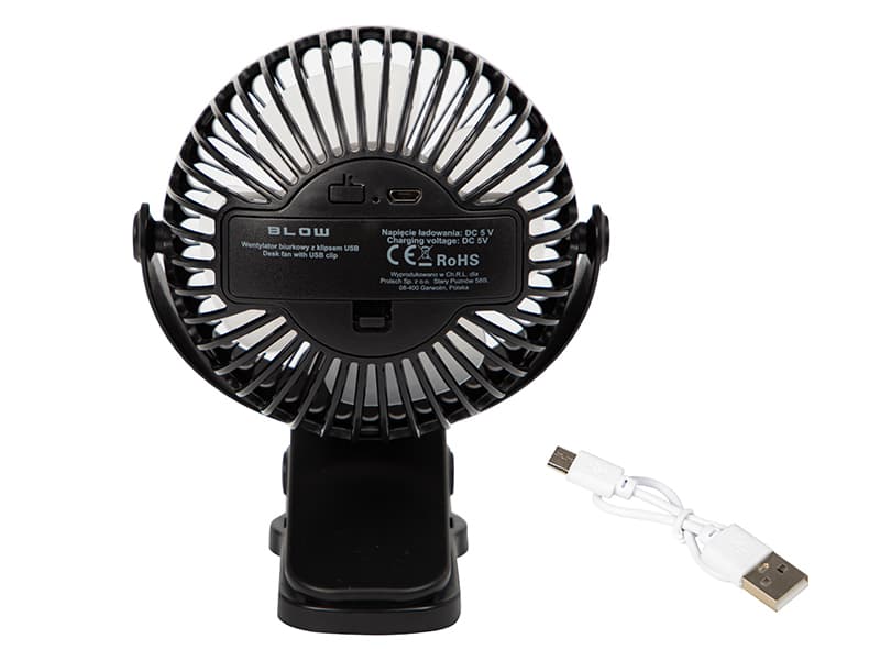 Namizni ventilator BLOW s sponko 10cm, USB + baterija 2