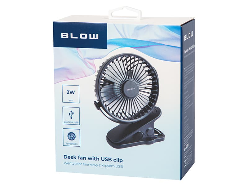 Namizni ventilator BLOW s sponko 10cm, USB + baterija 3