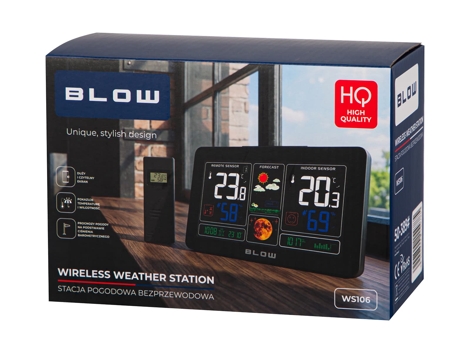 Brezžična vremenska postaja Blow WS106, LCD 7