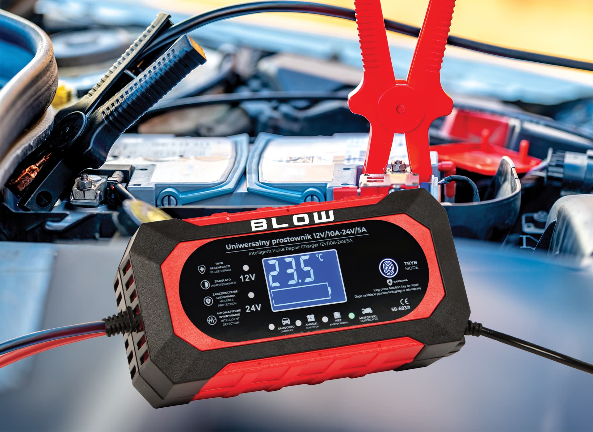 Blow 58-683# Avtomatski usmernik 12V/10A - 24V/5A z LCD 4