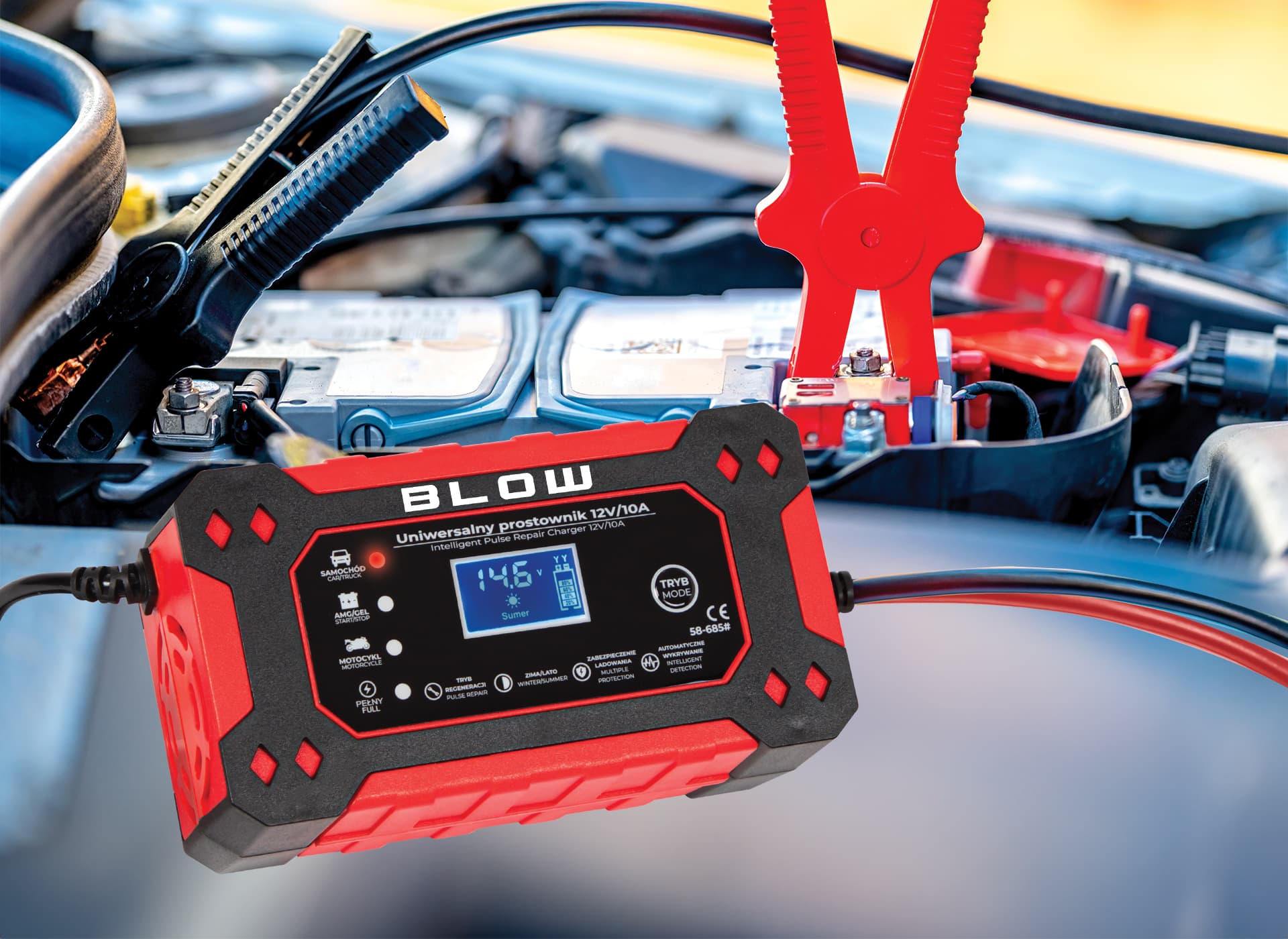 Avtomatski polnilnik akumulatorjev Blow 12V 10A z LCD 4