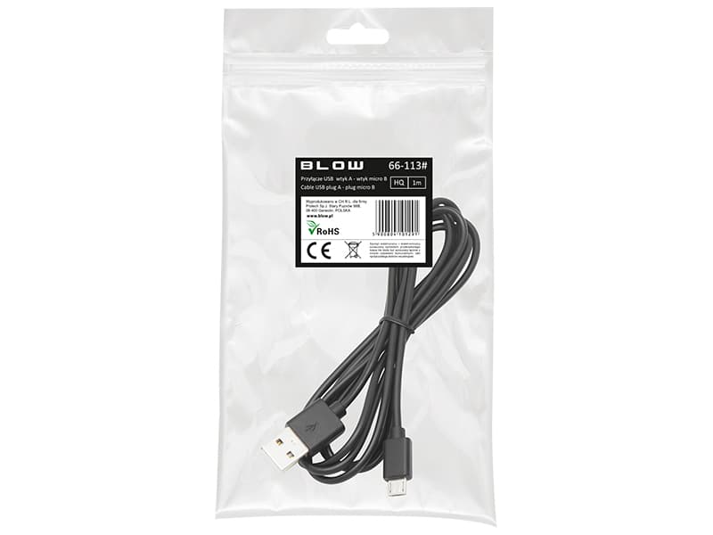 Blow USB A - Micro B kabel 1m črn HQ 2