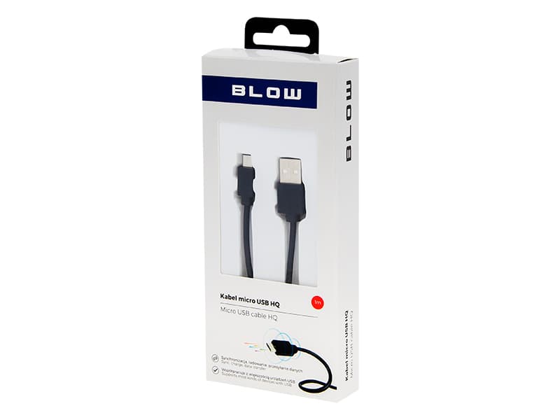 Blow USB A - Micro B kabel 1m črn HQ BL 2