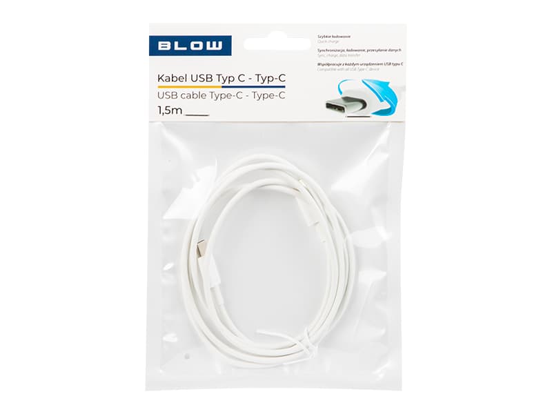 Blow USB-C – USB-C 2.0 kabel 1,5m, bela 2