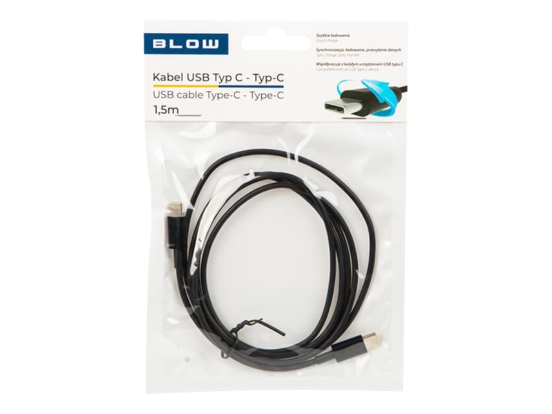 Blow USB-C – USB-C 2.0 kabel, 1,5m, črn 2