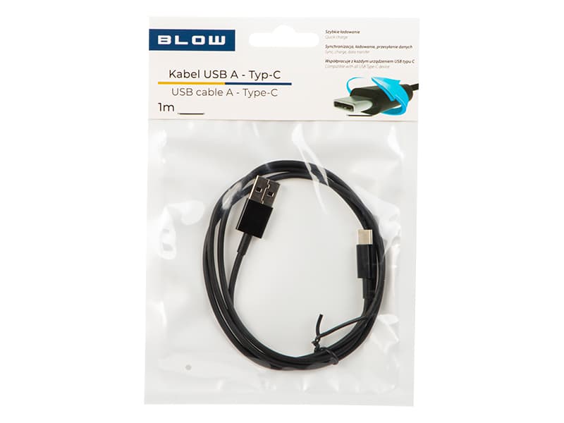 Blow USB 2.0 A – USB-C kabel, 1m, črn 2