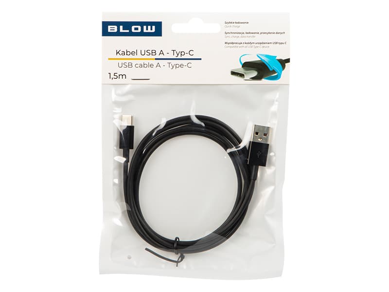 Blow USB 2.0 A – USB-C kabel, 1,5m, črn 2