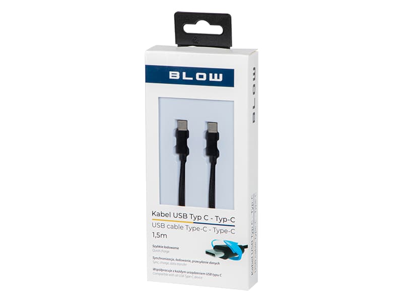 Blow USB-C vtični kabel, črn, 1.5m 2