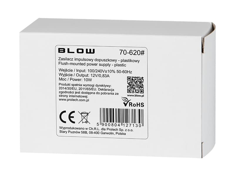 Napajalnik Blow 70-620#, 12V, 0,83A, 10W, IP67, črn 2