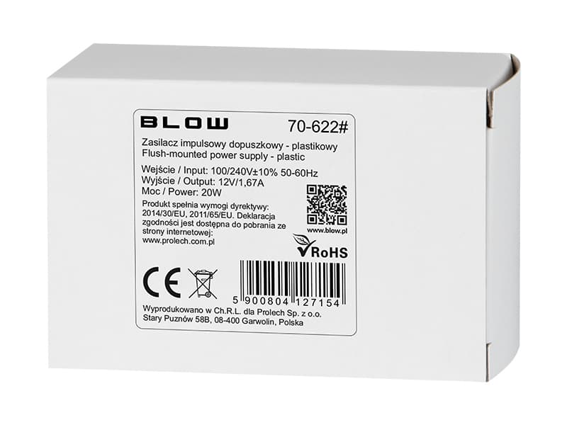 Napajalnik Blow 12V/1,67A 20W IP67 črn 2