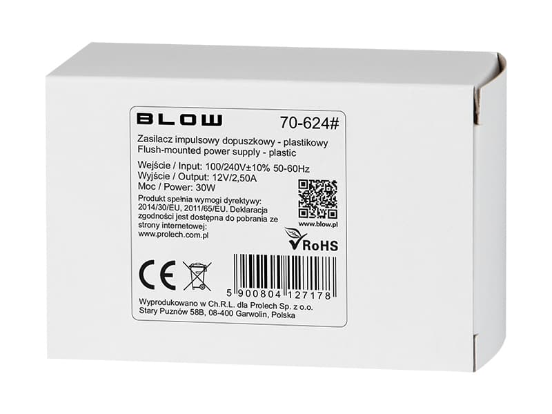 Napajalnik Blow 12V/2,50A 30W IP67 črn 2