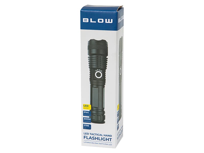 Blow Taktična LED svetilka 2700lm, polnilna, USB-C, črna 4