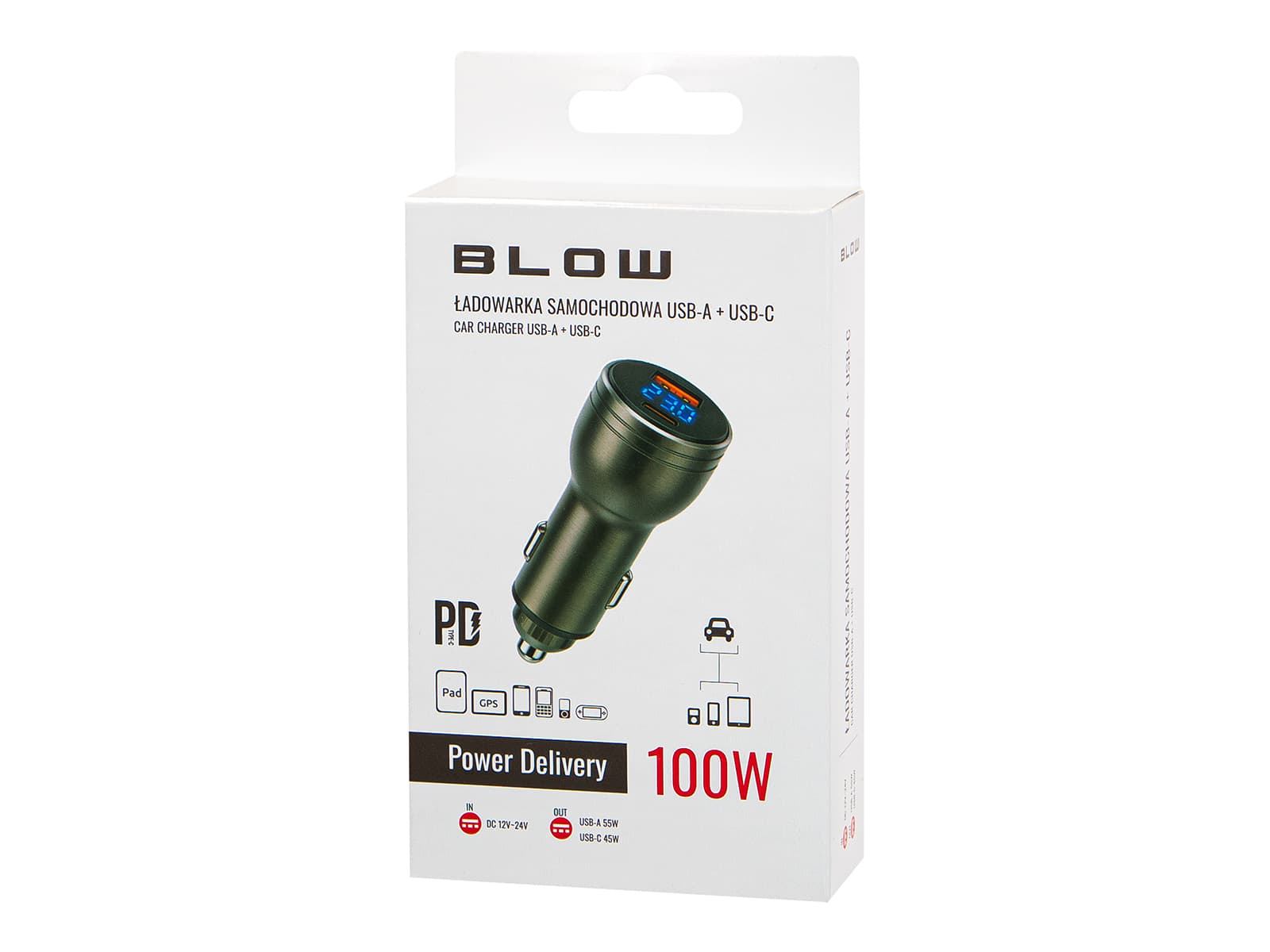 Avtomobilski polnilnik Blow 100W (2x USB-A + USB-C) 5