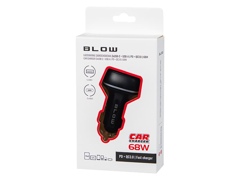 Avto polnilec Blow 68W, 3x USB-A + 2x USB-C (PD) 5