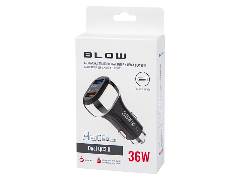 Avto polnilec Blow 36W, 2x USB-A 5