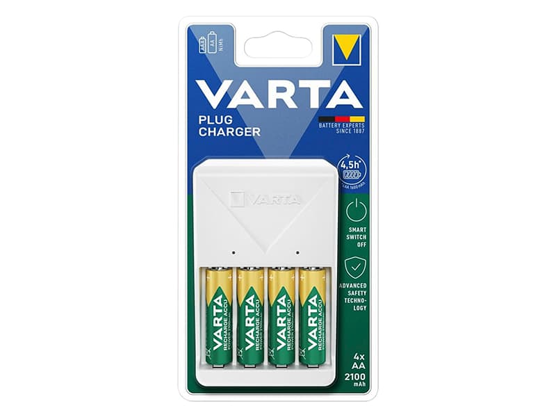 Polnilnik VARTA PLUG CHARGER s 4x AA 2100mAh baterijami 3