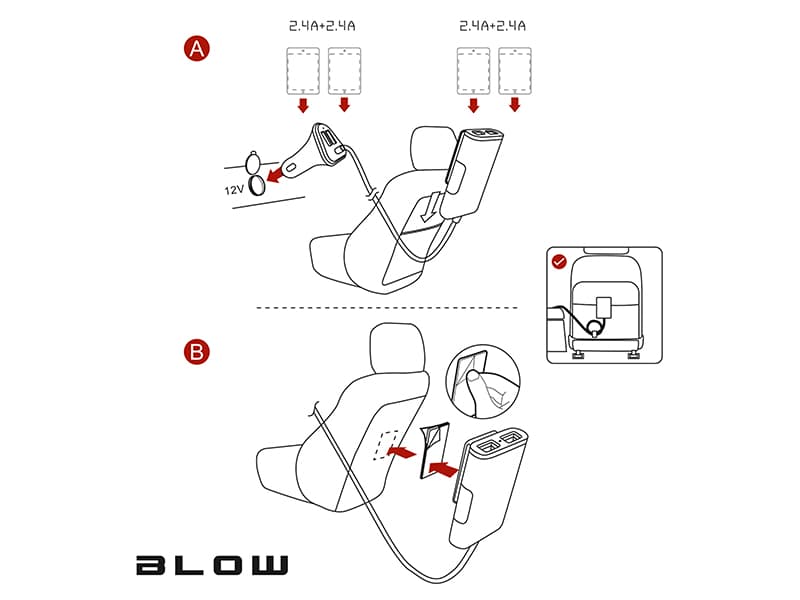 Avtomobilski polnilnik Blow USB x4, 9.6A, IQ Chip 2