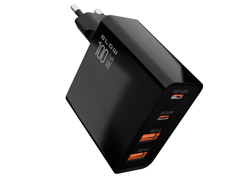 Omrežni polnilnik Blow 100W GaN, 2x USB-A + 2x USB-C (PD) 5